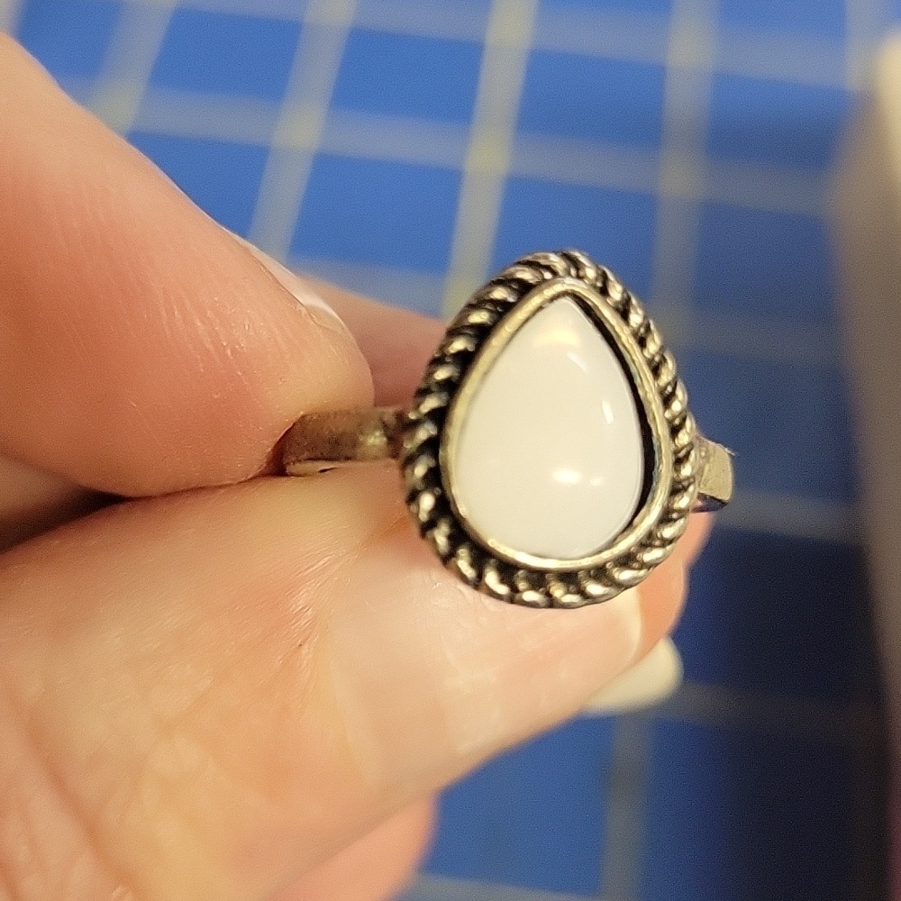 Opal Silver Tone Ring Brand New
